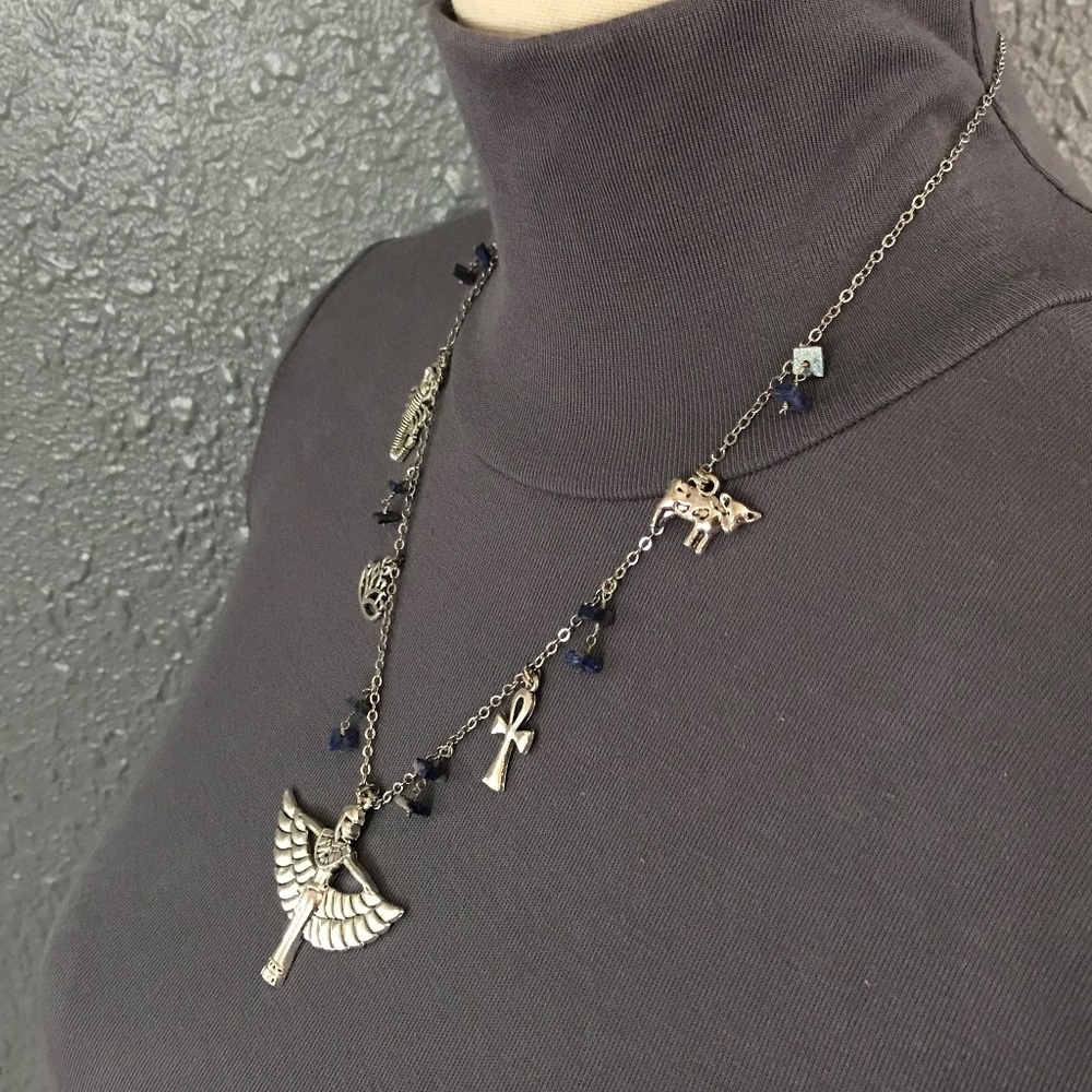 “Great Mother Isis” Goddess Egyptian Mythology Handmade Necklace, Lapis Lazuli - Picture 5 of 15